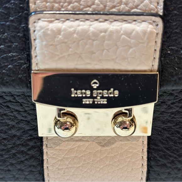 Kate Spade Mini Black & Cream Pebble Leather Small Satchel Shoulder Handbag - Picture 5 of 11